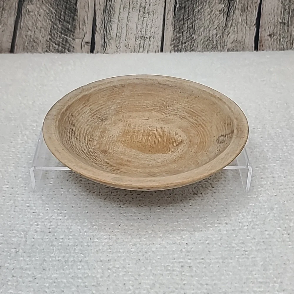 Vintage Farmhouse Mid Century Modern Wooden Small Hand Carved Dough/Salad Bowl